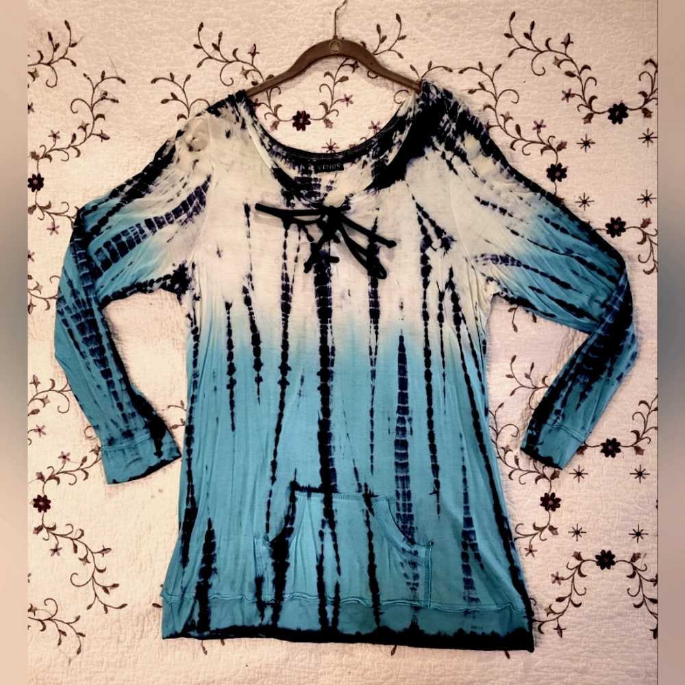 Venus Lace up Tie Dye Blouse/Tunic